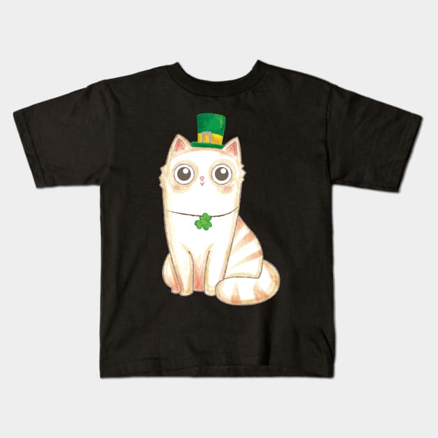 '"Cat"' Cute St. Patrick Cat Kids T-Shirt by ourwackyhome